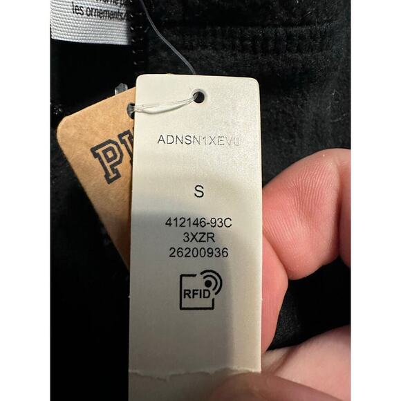 PINK VS Quarter Zip Pullover Cropped Fleece Women's Size Small Black NWT - Picture 7 of 10